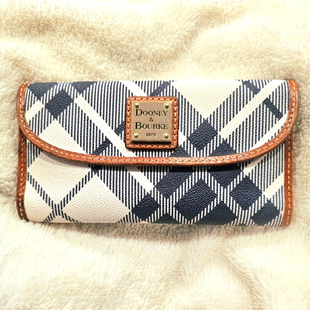 Dooney & Bourke Navy Blue Plaid Continental Wallet